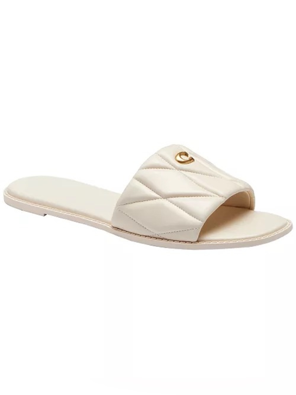 Coach Women's Holly Quilted Puffy Chalk Sandals Size 10M Brand New in Box